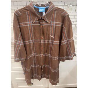 Rocawear Shirt Mens XL Brown Plaid Button Front Short Sleeve‎ Casual Streetwear